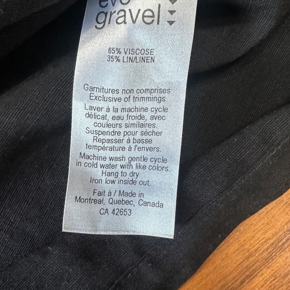 Eve Gravel Byblos Shift Dress Black Linen Blend Small V-Neck Pockets Minimalist - Picture 13 of 13